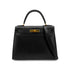 HERMES KELLY 28 SELLIER BLACK BOXCALF HAND SHOULDER BAG 〇Z GHW 90305903