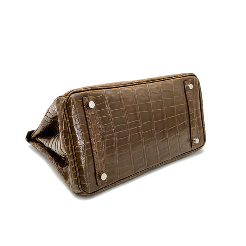 HERMES BIRKIN 30 BROWN CROCODILE NILOTICUS HAND BAG □M PHW 90305904 - PURPOSE