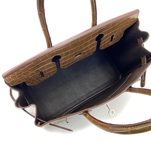 HERMES BIRKIN 30 BROWN CROCODILE NILOTICUS HAND BAG □M PHW 90305904 - PURPOSE
