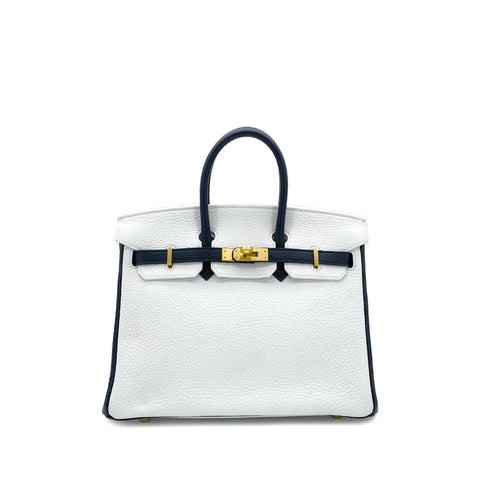 HERMES BIRKIN 25 WHITE BLACK TOGO HAND BAG Y GHW SPO 90305906
