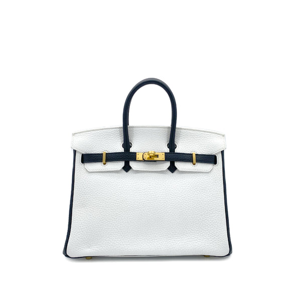HERMES BIRKIN 25 WHITE BLACK TOGO HAND BAG Y GHW SPO 90305906