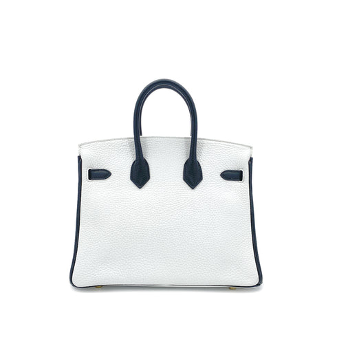 HERMES BIRKIN 25 WHITE BLACK TOGO HAND BAG Y GHW SPO 90305906
