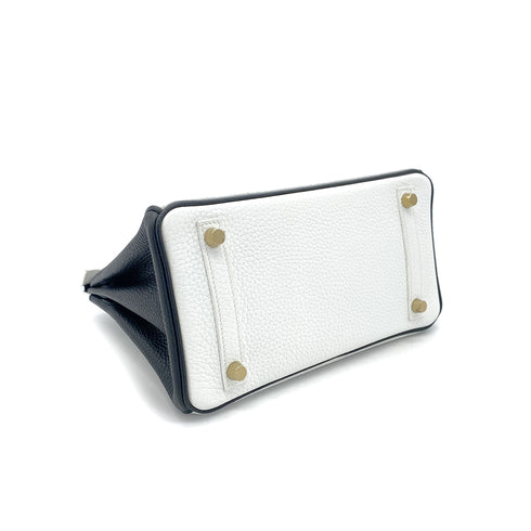 HERMES BIRKIN 25 WHITE BLACK TOGO HAND BAG Y GHW SPO 90305906