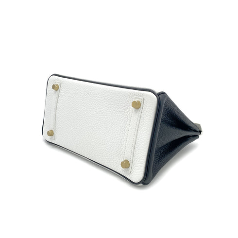 HERMES BIRKIN 25 WHITE BLACK TOGO HAND BAG Y GHW SPO 90305906