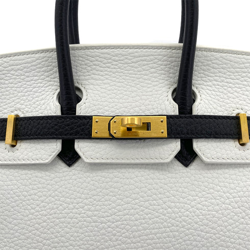 HERMES BIRKIN 25 WHITE BLACK TOGO HAND BAG Y GHW SPO 90305906