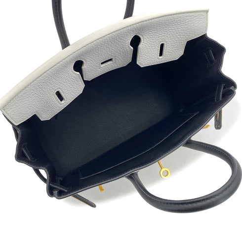 HERMES BIRKIN 25 WHITE BLACK TOGO HAND BAG Y GHW SPO 90305906