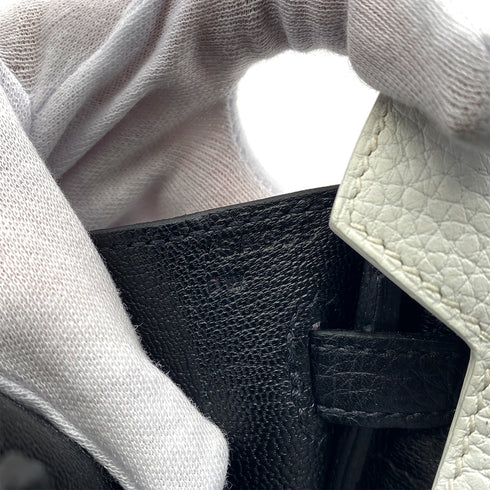 HERMES BIRKIN 25 WHITE BLACK TOGO HAND BAG Y GHW SPO 90305906