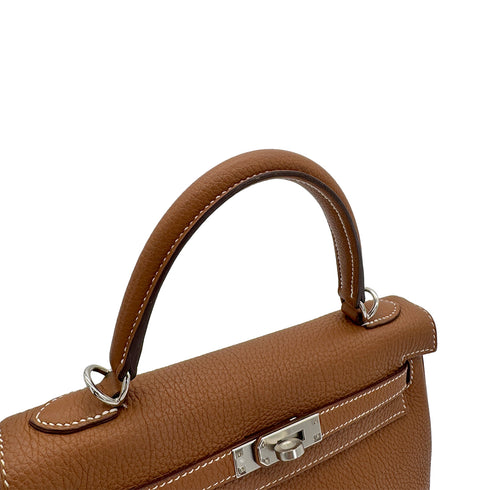 HERMES KELLY 25 RETOURNE GOLD TOGO HAND SHOULDER BAG C PHW 90305908 - PURPOSE