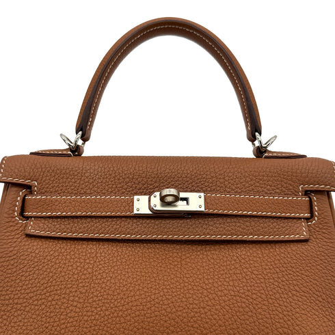 HERMES KELLY 25 RETOURNE GOLD TOGO HAND SHOULDER BAG C PHW 90305908 - PURPOSE