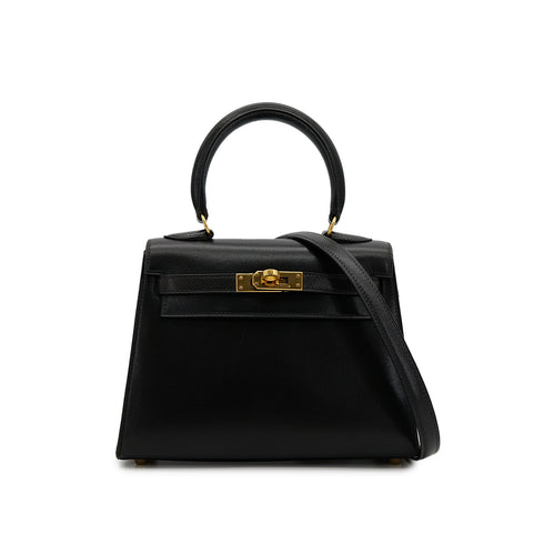 HERMES MINI KELLY 20 BLACK BOXCALF HAND SHOULDER BAG 〇W GHW 90305909 - PURPOSE