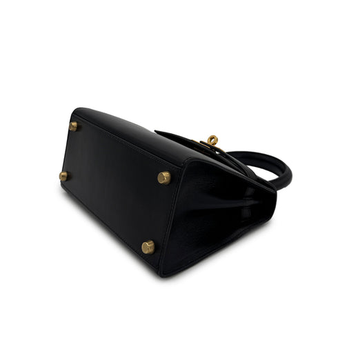 HERMES MINI KELLY 20 BLACK BOXCALF HAND SHOULDER BAG 〇W GHW 90305909 - PURPOSE