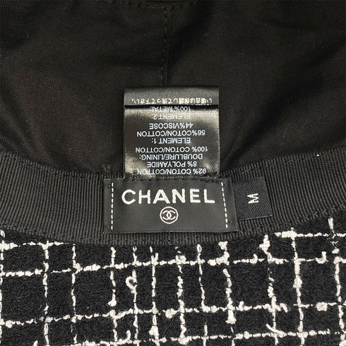 CHANEL HAT COCOMARK BLACK WHITE TWEED M RTW 90305910