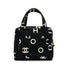 CHANEL VINTAGE MATELASSE LOGO HAND BAG BLACK WHITE CANVAS 90306000 - PURPOSE