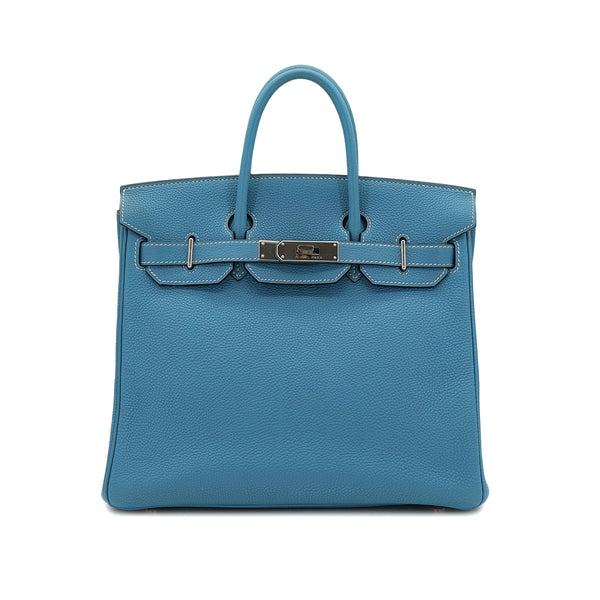 HERMES HAUT A COURROIES 28 BLUE JEAN TOGO HAND BAG ▢I PHW 90306001 - PURPOSE