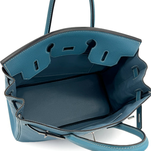 HERMES HAUT A COURROIES 28 BLUE JEAN TOGO HAND BAG ▢I PHW 90306001 - PURPOSE