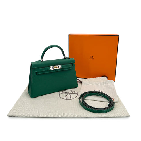 HERMES KELLY MINI 2 VERT VERTIGO VEAU EPSOM HAND SHOULDER BAG W ELHW 90306260 - PURPOSE