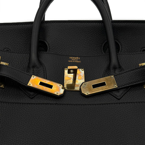 HERMES HAUT A COURROIES 40 BLACK TOGO HAND BAG □F GHW 90306275 - PURPOSE