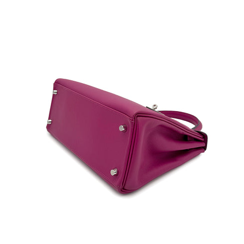 HERMES KELLY 28 RETOURNE ROSE PURPLE EVERCOLOR HAND SHOULDER BAG A PHW 90306285 - PURPOSE