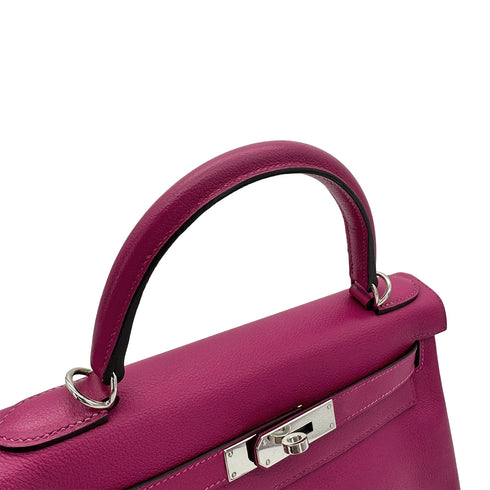 HERMES KELLY 28 RETOURNE ROSE PURPLE EVERCOLOR HAND SHOULDER BAG A PHW 90306285 - PURPOSE