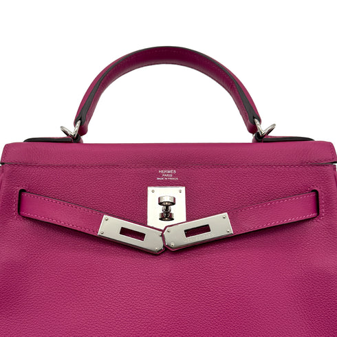 HERMES KELLY 28 RETOURNE ROSE PURPLE EVERCOLOR HAND SHOULDER BAG A PHW 90306285 - PURPOSE