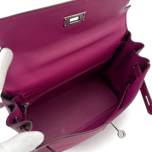 HERMES KELLY 28 RETOURNE ROSE PURPLE EVERCOLOR HAND SHOULDER BAG A PHW 90306285 - PURPOSE
