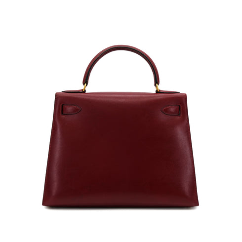 HERMES KELLY 28 SELLIER ROUGE H BOXCALF HAND SHOULDER BAG 〇W GHW 90306287 - PURPOSE