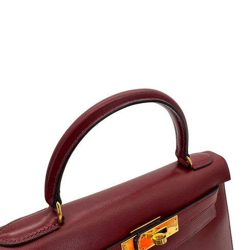 HERMES KELLY 28 SELLIER ROUGE H BOXCALF HAND SHOULDER BAG 〇W GHW 90306287 - PURPOSE