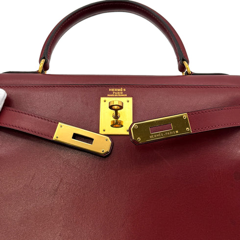 HERMES KELLY 28 SELLIER ROUGE H BOXCALF HAND SHOULDER BAG 〇W GHW 90306287 - PURPOSE
