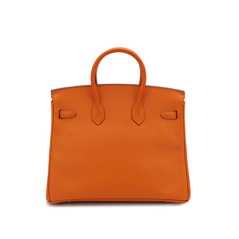 HERMES BIRKIN 25 ORANGE VEAU EPSOM HAND BAG □L PALLADIUM HARDWARE 90306311 - PURPOSE