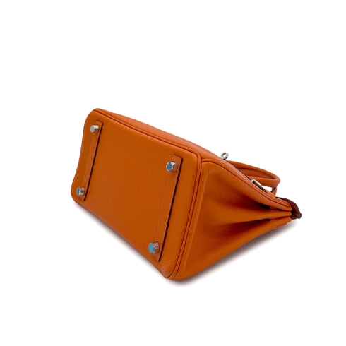 HERMES BIRKIN 25 ORANGE VEAU EPSOM HAND BAG □L PALLADIUM HARDWARE 90306311 - PURPOSE