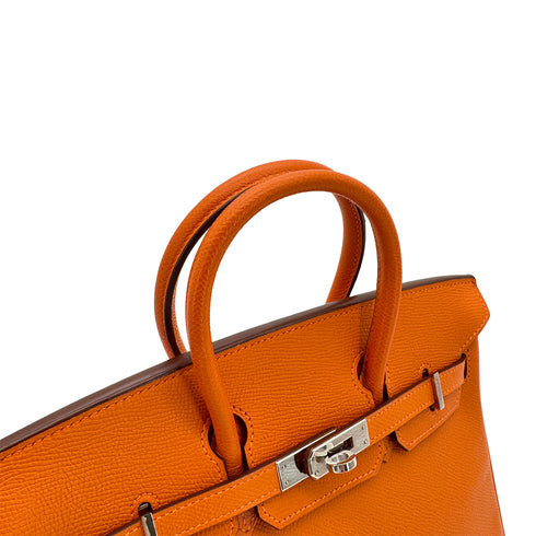 HERMES BIRKIN 25 ORANGE VEAU EPSOM HAND BAG □L PALLADIUM HARDWARE 90306311 - PURPOSE