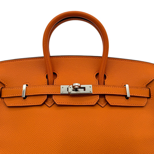 HERMES BIRKIN 25 ORANGE VEAU EPSOM HAND BAG □L PALLADIUM HARDWARE 90306311 - PURPOSE