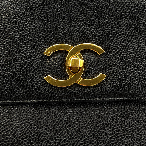 CHANEL VINTAGE BIG COCO CHAIN SHOULDER BAG BLACK LAMB SKIN 90306317 - PURPOSE