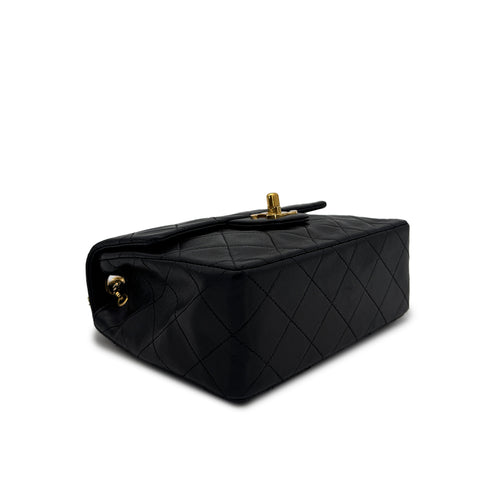 CHANEL VINTAGE MINI SQUARE 17 CHAIN SHOULDER BAG BLACK LAMB SKIN 90306330 - PURPOSE