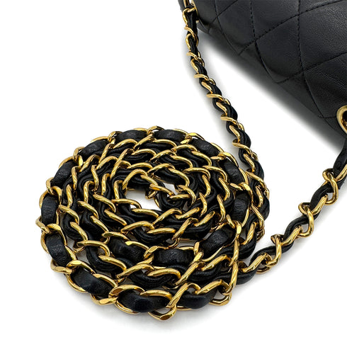 CHANEL VINTAGE MINI SQUARE 17 CHAIN SHOULDER BAG BLACK LAMB SKIN 90306330 - PURPOSE