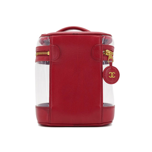 CHANEL VINTAGE VANITY HAND BAG CLEAR RED LEATHER 90306339 - PURPOSE
