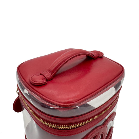 CHANEL VINTAGE VANITY HAND BAG CLEAR RED LEATHER 90306339 - PURPOSE