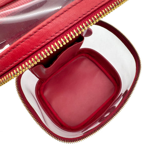 CHANEL VINTAGE VANITY HAND BAG CLEAR RED LEATHER 90306339 - PURPOSE