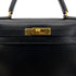 HERMES KELLY 28 SELLIER BLACK BOXCALF HAND SHOULDER BAG □A GHW 90306340 - PURPOSE
