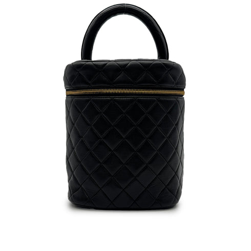CHANEL VINTAGE MATELASSE VANITY HAND BAG BLACK LEATHER 90306343 - PURPOSE