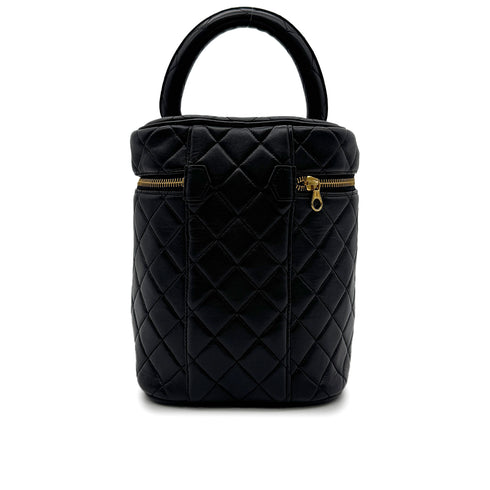 CHANEL VINTAGE MATELASSE VANITY HAND BAG BLACK LEATHER 90306343 - PURPOSE
