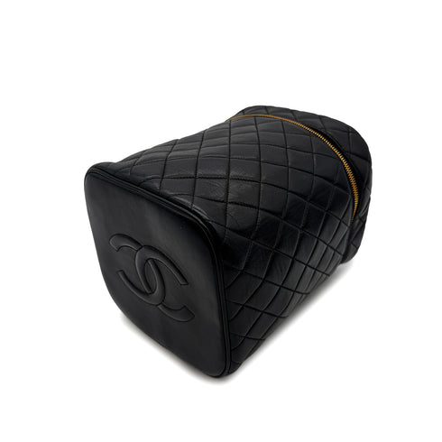 CHANEL VINTAGE MATELASSE VANITY HAND BAG BLACK LEATHER 90306343 - PURPOSE