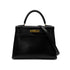 HERMES KELLY 28 SELLIER BLACK BOXCALF HAND SHOULDER BAG 〇U GHW 90306348 - PURPOSE