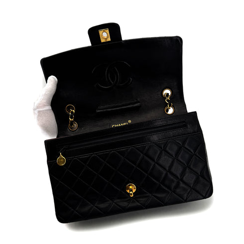 CHANEL VINTAGE MATELASSE CHAIN SHOULDER BAG BLACK LAMB SKIN 90306359 - PURPOSE