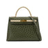 HERMES KELLY 32 SELLIER GREEN BEIGE OSTRICH HAND SHOULDER BAG 〇Y GHW 90306510 - PURPOSE