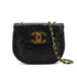 CHANEL VINTAGE BIG COCO ROUND CHAIN SHOULDER BAG BLACK OSTRICH 90306511 - PURPOSE