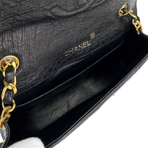 CHANEL VINTAGE BIG COCO ROUND CHAIN SHOULDER BAG BLACK OSTRICH 90306511 - PURPOSE