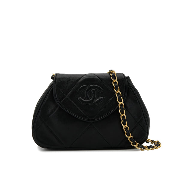 CHANEL VINTAGE COCOMARK MATELASSE CHAIN SHOULDER BAG BLACK LAMB SKIN 90306513 - PURPOSE