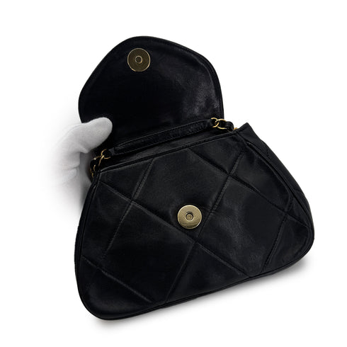 CHANEL VINTAGE COCOMARK MATELASSE CHAIN SHOULDER BAG BLACK LAMB SKIN 90306513 - PURPOSE