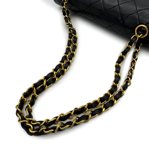 CHANEL VINTAGE CLASSIC FLAP MEDIUM CHAIN SHOULDER BAG BLACK LAMB SKIN 90306514 - PURPOSE